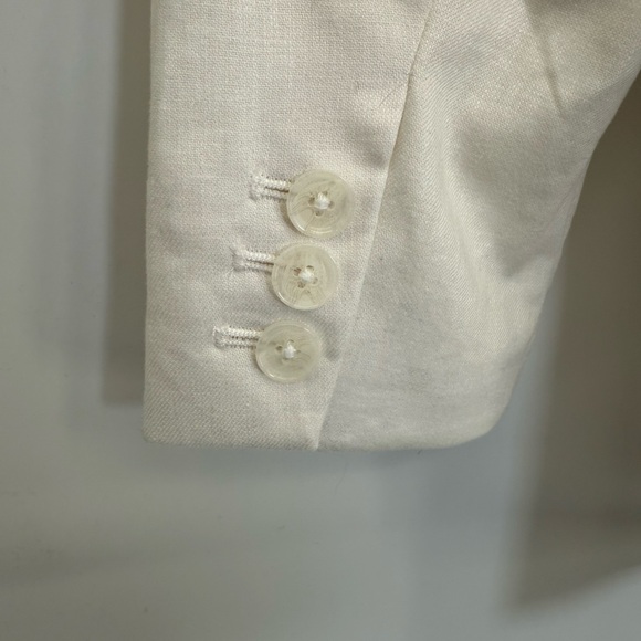 Banana Republic Linen Blend Women's Boyfriend Off White Blazer Size 4 - Picture 10 of 13